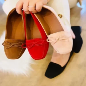 Mocassim Bico Quadrado Camurça Com Laço